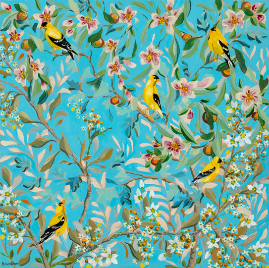 5 Yellow Finches - Giclée Print