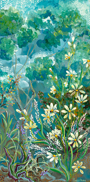 Artistic depiction of flowers and plants with a watercolor texture by Morgan Boszilkov